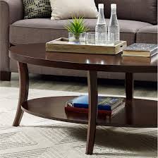 A glass coffee table makes for an elegant, subtle addition to the room, while a coffee table with storage is perfect for creating space for a striking centerpiece. Perth Espresso Round End Table With Shelf Overstock 20227149