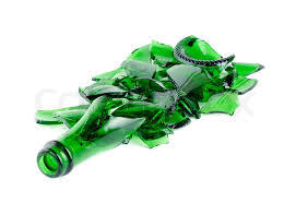 Shattered green champagne bottle ... | Stock image | Colourbox