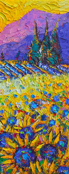 Palette knife is the best to use with oil paints. Provence Sunflowers Textural Impasto Palette Knife Painting Abstract Landscape By Ana Maria Edulescu Painting By Ana Maria Edulescu