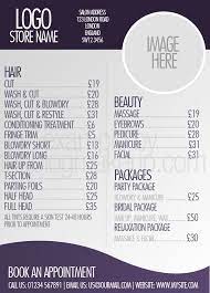 Hair and beauty salon price list. Beautifully Designed Menus And Price Lists For Salons Salon Price List Hair Salon Price List Salon Menu
