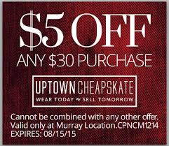 Uptown Cheapskate Coupon 5 Off A 30 Purchase Murray Only Coupons 4 Utah
