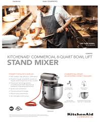 • 4.8 l stainless steel bowl mix and prepare with ease. Stand Mixer Kitchenaid Commercial 8 Quart Bowl Lift Kitchenaid Manualzz