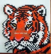 Deco Kdo Nat Perles Hama Tete De Tigre Tete De Tigre Perles Hama Modeles De Toiles En Plastique