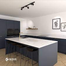 mat blauwe keuken met marmer blad keuken ontwerp keuken keuken ontwerpen