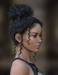 Mrl Dforce Curly Bun For Genesis 8 Female S 3d Hair For Daz Studio Dazstudio Curly Hair Bun Styles Curly Bun Hairstyles Messy Curly Hair