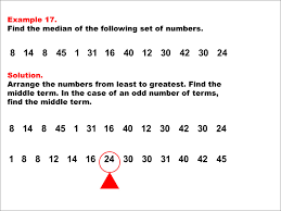 For this reason, it is mainly used in skewed distributions where it summarizes the data set differently than both the mean and the mode. Math Example Median Example 17 Media4math