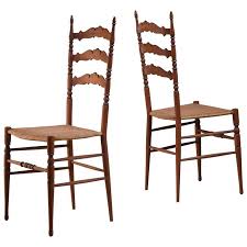 Pair Of Wood And Cane Chiavari Chairs By Sanguineti And Zunino Italy 1950s Chiavari Chairs Chair Light Chair