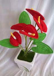Pdf Crochet Anthurium Pattern Flower Applique Crochet Etsy Crochet Flower Tutorial Crochet Flower Patterns Crochet Flowers