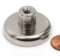 112 LB Neodymium Pot Magnet with 1.57" Diameter and #1/4-20 Thread |  Chrome-Plated Steel Cup for Secure Mounting