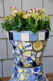 These ones that i am using are made from cement but plastic or terracotta pots would also do the trick. How To Make Mosaic Flower Pots Home Is Where The Boat Is