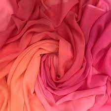 New listingborder fabric embroidered pink flowers 3.5 wide pink background 7 yards. Peach Pink 4 Colors Ombre Shaded Georgette Fabric Saroj Fabrics