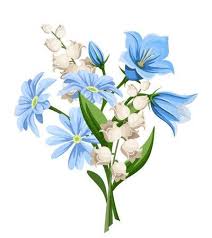 Vector Blue And White Spring Flowers Bouquet Isolated On A White Spring Flower Bouquet Flower Art Flower Drawing