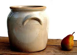 French Antique Confit Pot Jar Provencal Stoneware Ceramic Pottery Handmade Farmhouse Kitchen Shabby Contemporary Rustic Neutral Pale Grey French Antiques Stoneware Ceramics French Farmhouse Kitchen