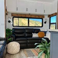 Incredible Rv Makeovers With Farmhouse Style Decor Remodeled Campers Toy Hauler Toy Hauler Camper