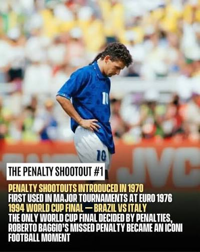 🏆 1994 WORLD CUP FINAL: THE SADDEST PENALTY. Brazil 0-0 Italy (3-2 pens).  Roberto Baggio, the "Divine Ponytail," shoots over the bar to hand Brazil  the title. One kick. One broken dream. Forever iconic. 🇧🇷🇮🇹😔