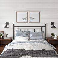 The pulaski linen panel headboard is upholstered with soft linen fabric, which is easy to keep clean. Mainstays Elegant Adaptable Full And Queen Metal Headboard Bronze Walmart Com Simple Bedroom Metal Headboard Bedroom Headboard