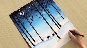 Maybe you would like to learn more about one of these? Winter Landscape To Draw Easy Winter Snowfall Scenery Drawing For Beginners With Oil Pastels Youtube