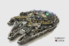 A Scaled Version Of The Star Wars Millennium Falcon Built Out Of Lego Bricks And Minifigs Lego Millenium Falcon Millennium Falcon Lego Lego Star Wars