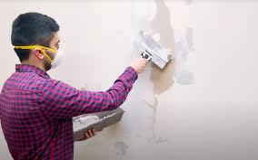 Cut a piece of paper tape to size and hold it along the middle crease. How To Repair Drywall After Removing Wallpaper Roman Products Llc