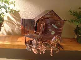 Vintage Copper Music Box Horses And Barn King Of The Road Music Vintage Copper Tin Art Music Box