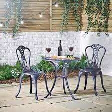 Vonhaus 3 Piece Cast Aluminium Bistro Set Table Amp 2 Chairs Outdoor Furniture For Deck Pat Balcony Furniture Set Outdoor Patio Furniture Sets Patio Decor