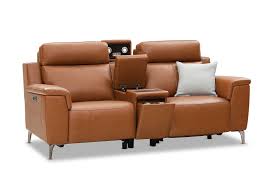 √ modular √ purist √ removable covers √ made in germany. Chestnut Aristotle Leather 2 Seater Sofa With Console And 2 Inbuilt Electric Recliners Amart Furniture