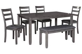 Bridson Dining Table And Chairs With Bench Set Of 6 In 2020 Transitional Dining Tables Dining Table Setting Dining Table Chairs