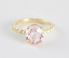 Oval Pink Peach Sapphire Engagement Ring Half Eternity Etsy Pink Stone Engagement Rings Colored Engagement Rings Peach Sapphire Rings