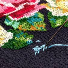It features a beautifully designed image with cute little animals and hearts. How And When To Use The Railroad Cross Stitch Technique