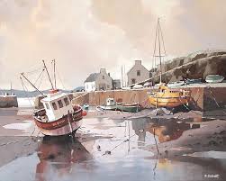 Port De Ouessant Galerie Danielle Dumont Watercolor Boat Sailing Art Boat Painting