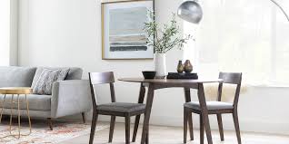 A good rule of thumb is to look for a table that's less than 60 inches in length or diameter. Transitional Small Apartment Dining Room With Rogers Round Dining Table Living Spaces