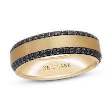 Neil Lane Men S Black Diamond Wedding Band 1 2 Ct Tw 14k Yellow Gold Kay In 2020 Black Diamond Wedding Bands Mens Yellow Gold Wedding Bands Mens Gold Wedding Band