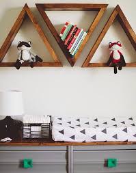 Triangles Fun For A Kids Room I D Paint Them White Or Get A Lighter Stain Kids Room Home Diy Cool Shelves