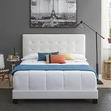 Sofas, chairs, benches, stools, ottomans. Premier Zurich Ii Upholstered Tufted Faux Leather Platform Bed Frame With Bonus Base Wooden Slat System Full White Walmart Com Walmart Com