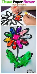 Layer a smaller strip of tissue paper over a larger strip to have a different colored flower center or layer different colors that are all the same size for a striped or ombre. Tissue Paper Flower Art Activity Spring Flower Crafts Paper Flower Art Flower Crafts