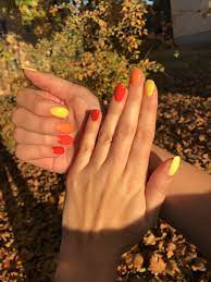 Brown suggests stability and denotes masculine qualities. Red Orange And Yellow Acrylic Nails Novocom Top