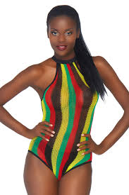 Rasta Fishnet Bodysuit Jamaican Teddy