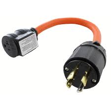 These cords are designed for use in outdoor environments. Ac Works 1 5ft 10 3 Stw Flexible Cord With 30a 4 Prong L14 30p Generator Locking Plug To Household Outlet With 20a Breaker L1430cb520 The Home Depot