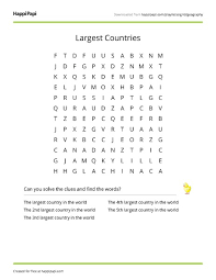 There's always time for just one more… 2. Largest Countries Free Word Search Puzzle Worksheets Happi Papi