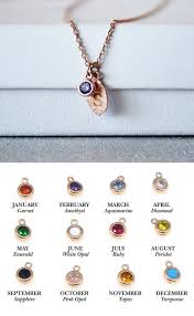Birthstone Gifts For Mom Not Jewelry Rose Gold Personalized Necklace Leaf Necklace Necklace With Birthstone Birthstone Necklace Elephant Charm Necklace Birthstone Necklace Jewelry