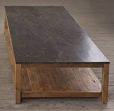 We also bought the bluestone dining table and sofa table to coordinate (luckily those are still ok). Rh S Bluestone Parsons Coffee Table A Classic Setting For Remarkable Materials Our Par Coffee Table Restoration Coffee Table Coffee Table Restoration Hardware