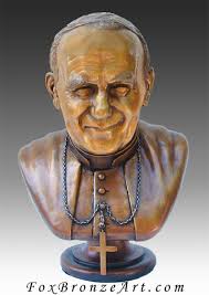 Pope John Paul II Bronze Portrait Bust