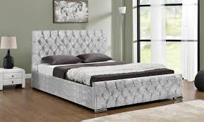 Sterling Crushed Velvet King Size Bed 5ft Silver