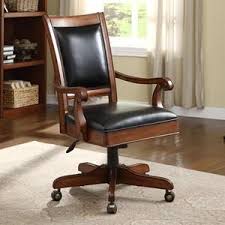 Nebraska Furniture Mart Riverside Caster Equipped Wooden Desk Chair With Leather Covered Seat Bankers Chair Riverside Furniture Office Chair