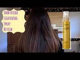 Place the combination in a spray bottle and lightly spritz your hair. John Frieda Sheer Blonde Lightening Spray On Dark Brown Hair Youtube