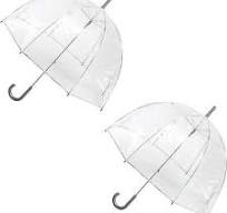 2 PCs Clear Bubble Dome Umbrella Transparent Fashion Large Windproof Rain |  eBay