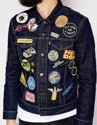 Levis Denim Jacket Slim Fit Trucker Black Multi Patch At Asos Com Jaket Denim Gaya Model Pakaian Pria Pakaian Pria