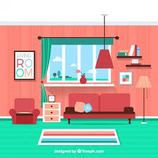 Happy couple resting on sofa and in armchair in living room. Lade Bunte Wohnzimmer Kostenlos Herunter Living Room Clipart Colourful Living Room Design