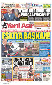 Yeniasır gazetesi oku, manşetleri, ilk sayfası, tarihte bugün atılan manşetler, ilk sayfalarında neler yazıyor. 03 Haziran 2021 Persembe Yeni Asir Gazetesi Manset