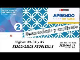 El contenido de los libros es propiedad del titular de derechos de autor correspondiente. Paginas 33 34 Y 35 Del Cuaderno De Trabajo Resolvamos Problemas 2 De 2do De Secundaria Youtube